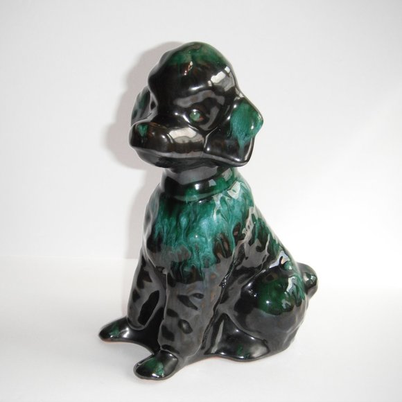 Vintage Blue Mountain Pottery Ceramic Dog Figurine Statue Sculpture Green/Black - Picture 1 of 8